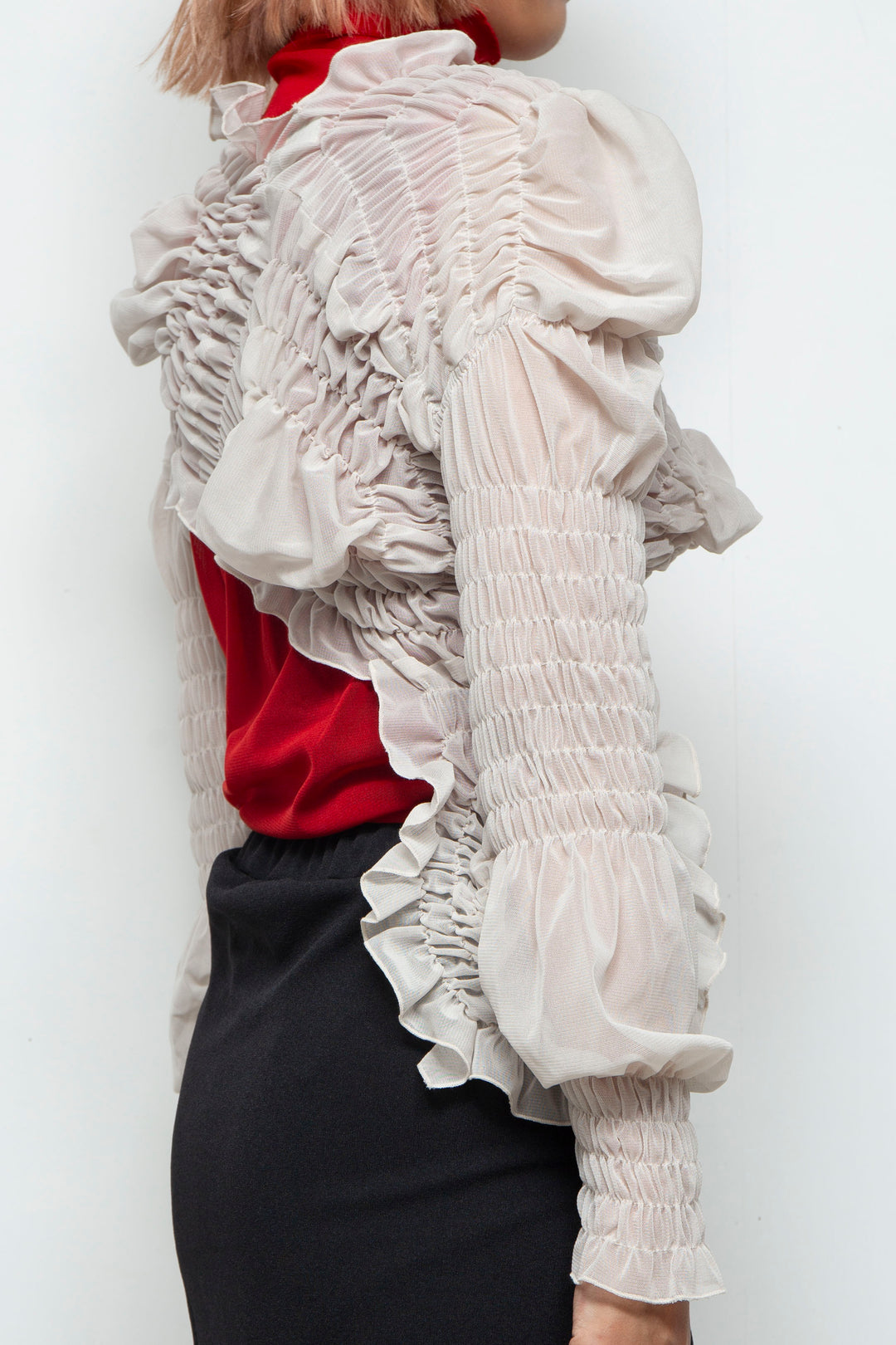 shirring short tops IVORY