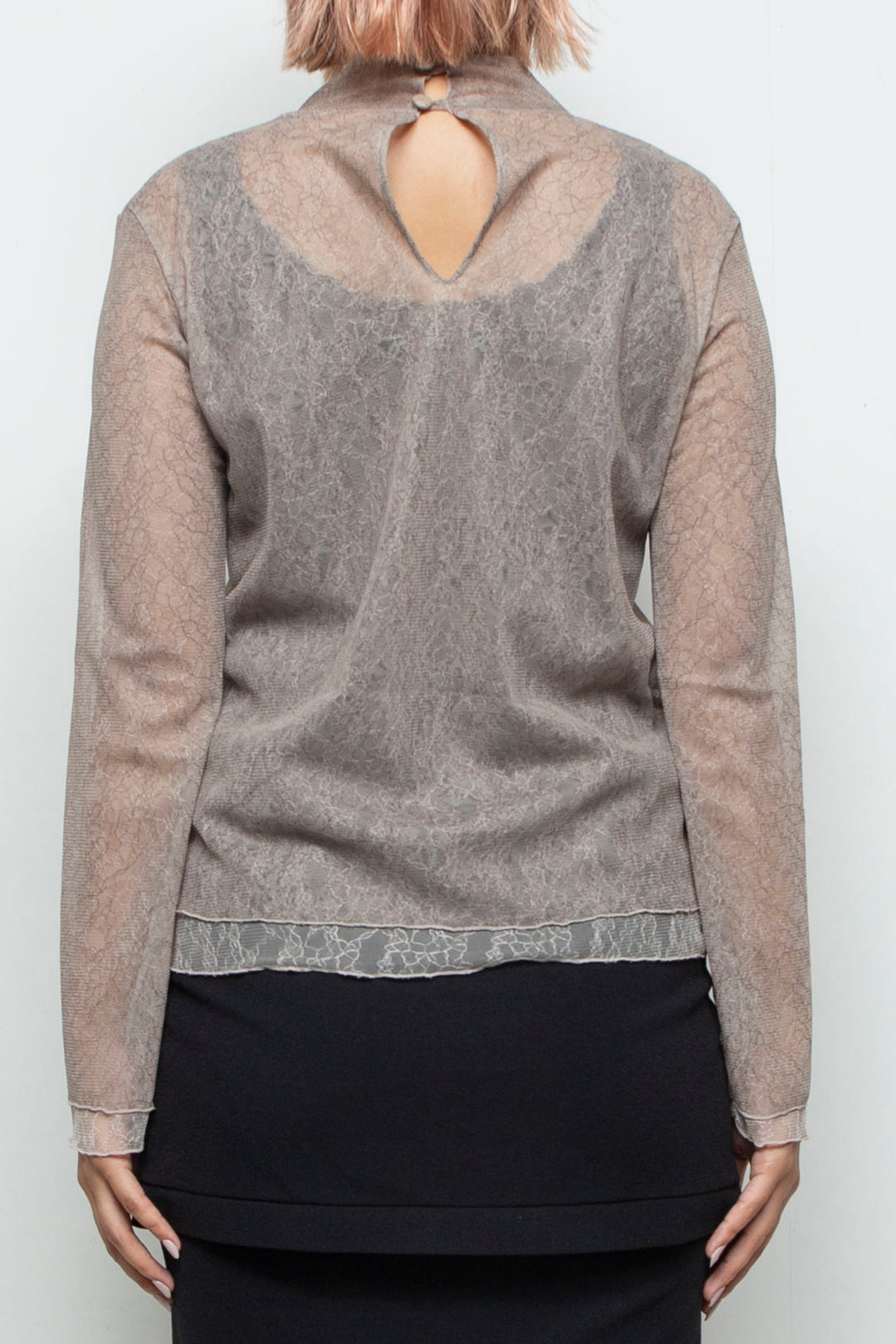 Sheer Lace Tops BEIGE