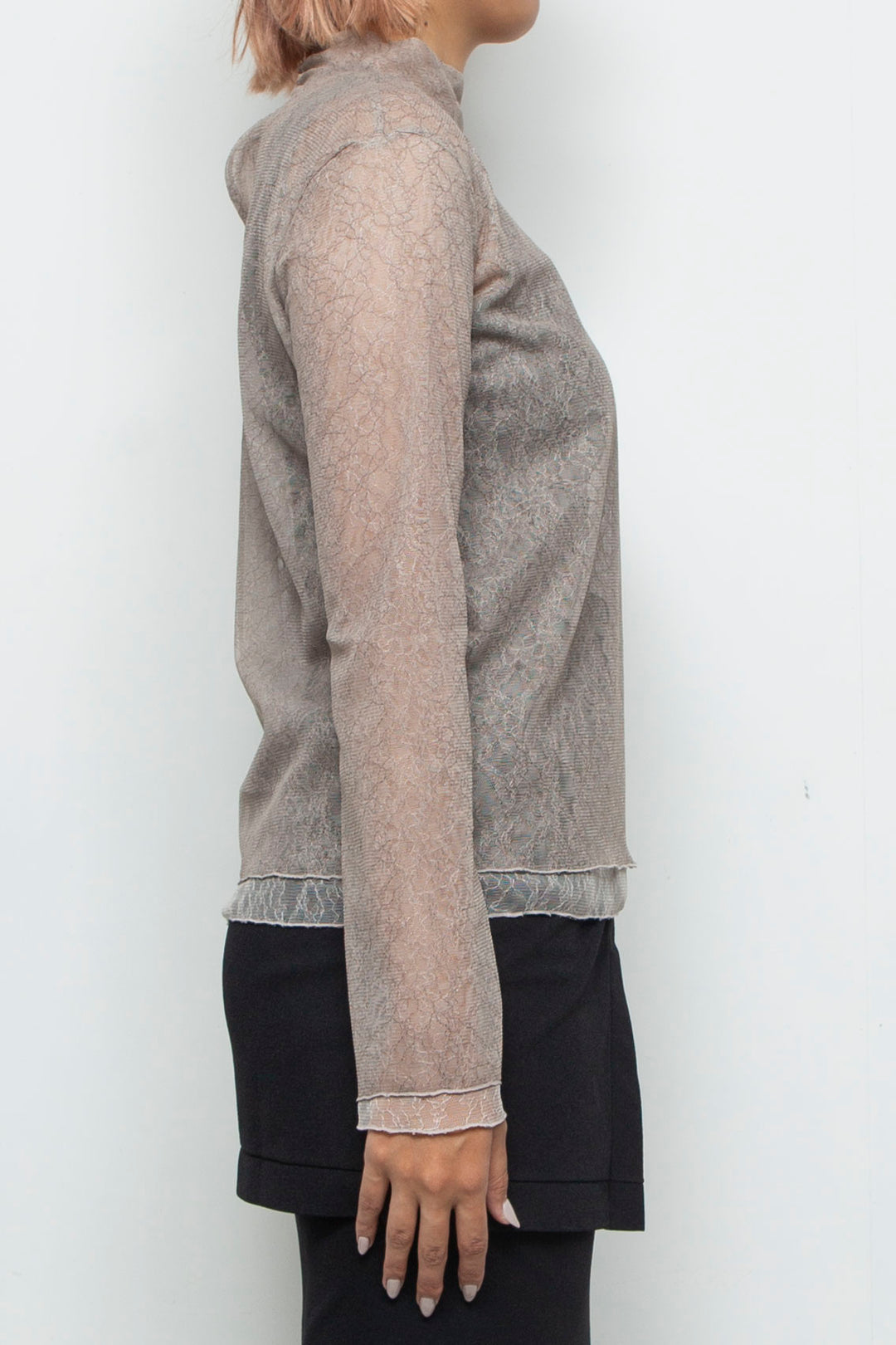 Sheer Lace Tops BEIGE