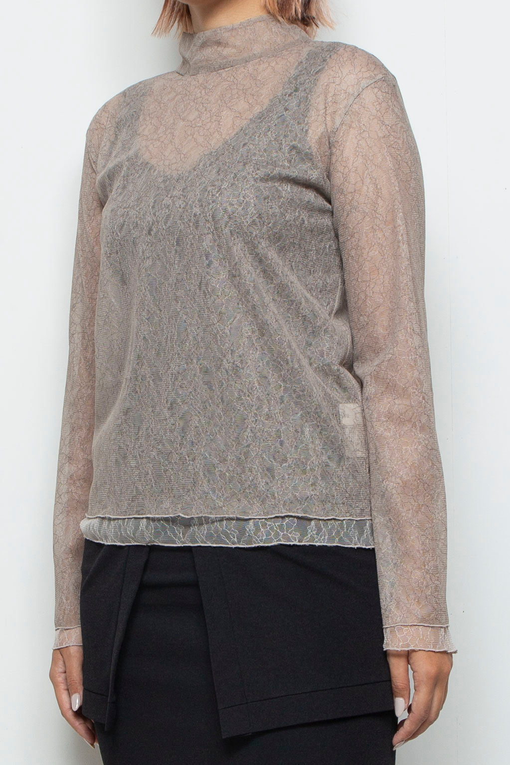 Sheer Lace Tops BEIGE