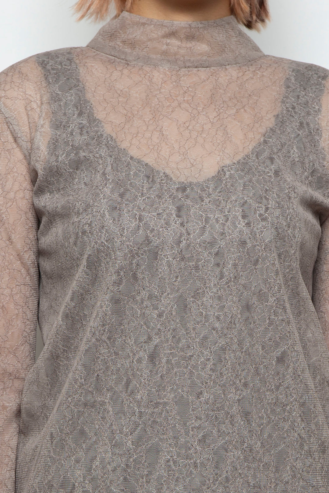 Sheer Lace Tops BEIGE