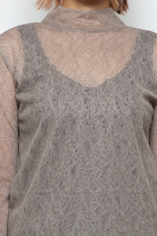 Sheer Lace Tops BEIGE