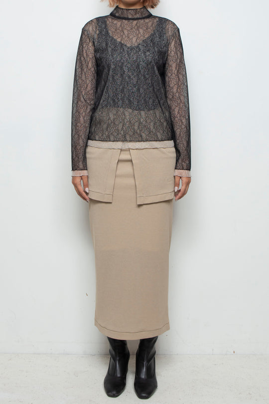 Sheer Lace Tops BLACK