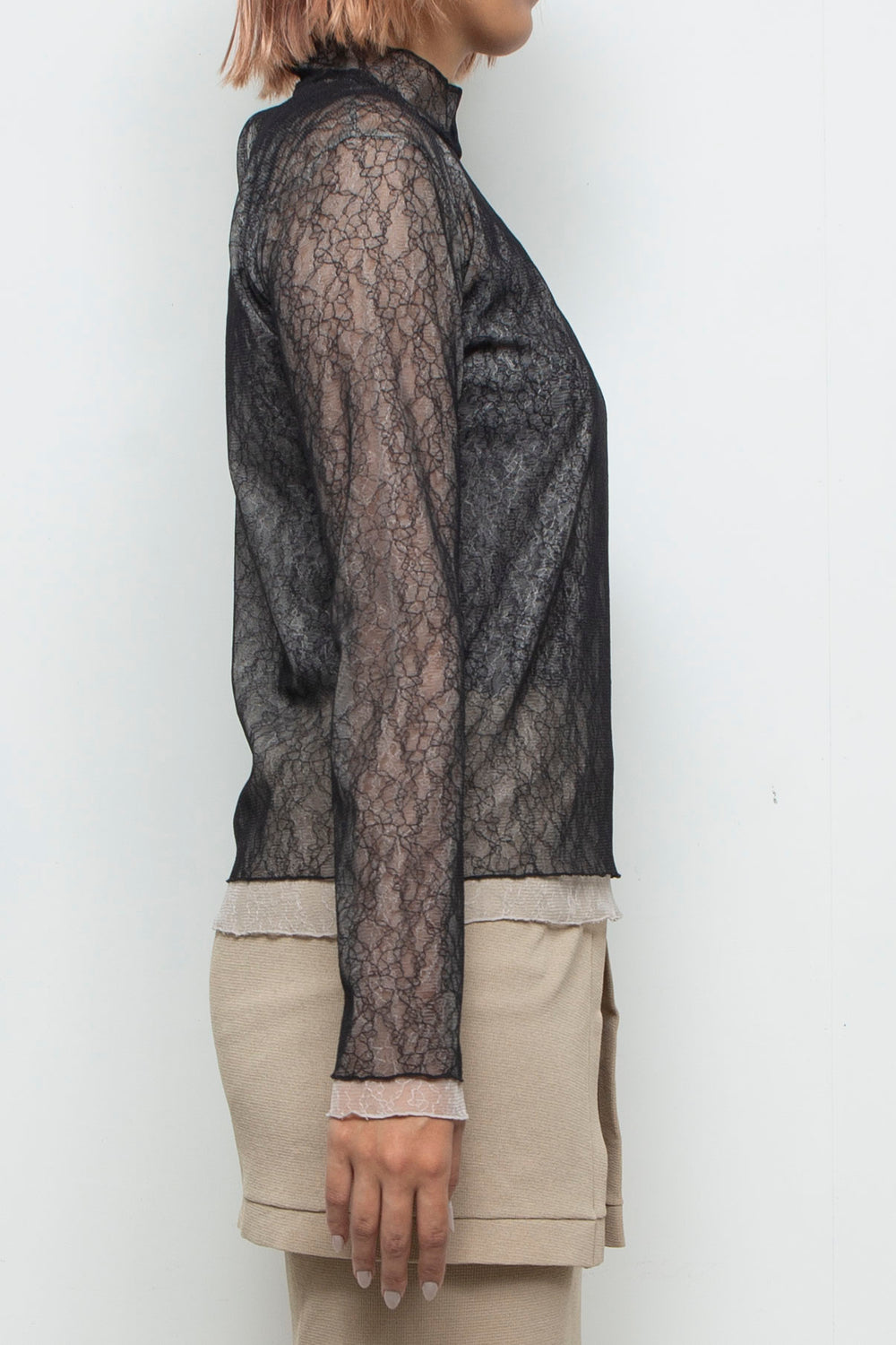 Sheer Lace Tops BLACK