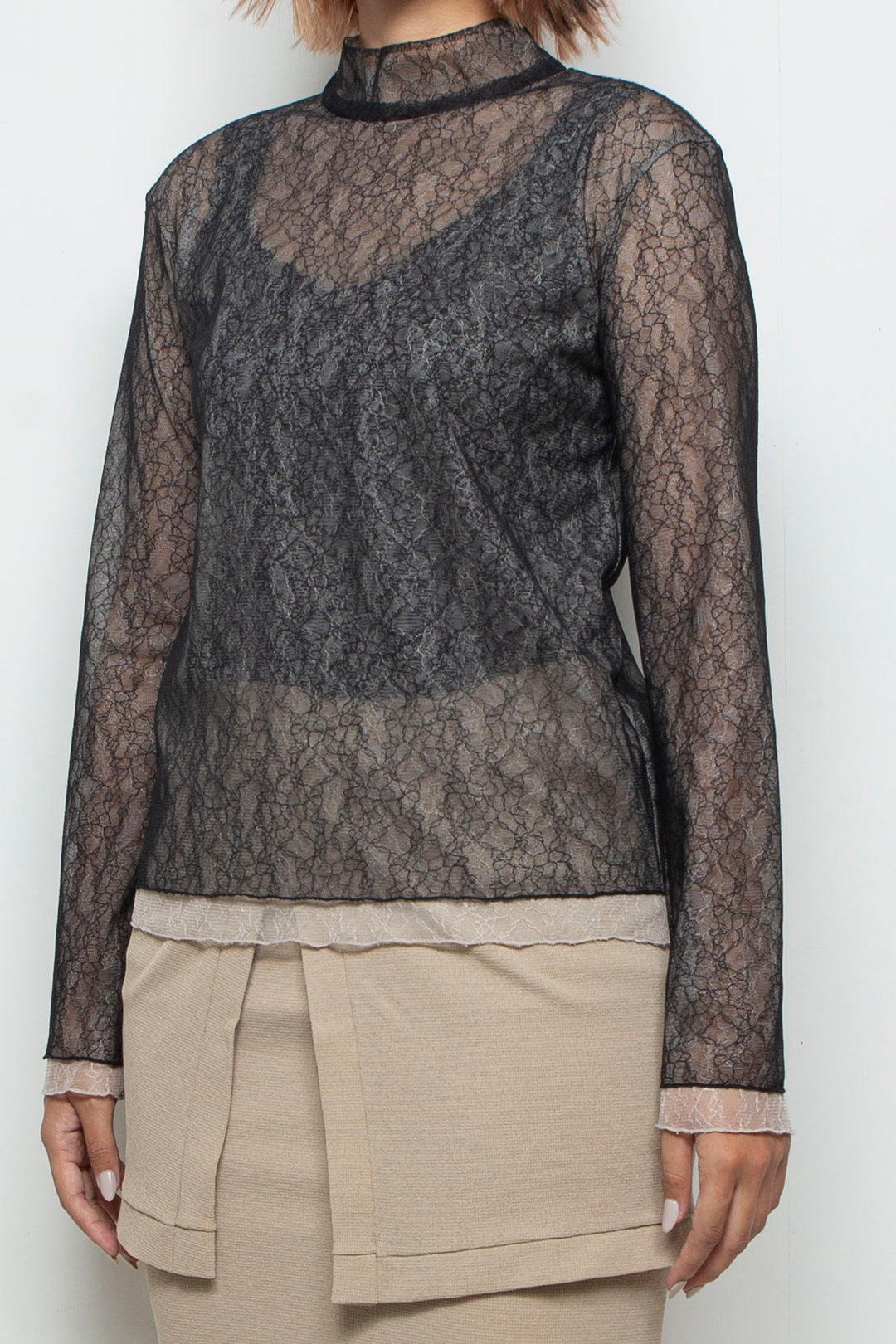 Sheer Lace Tops BLACK