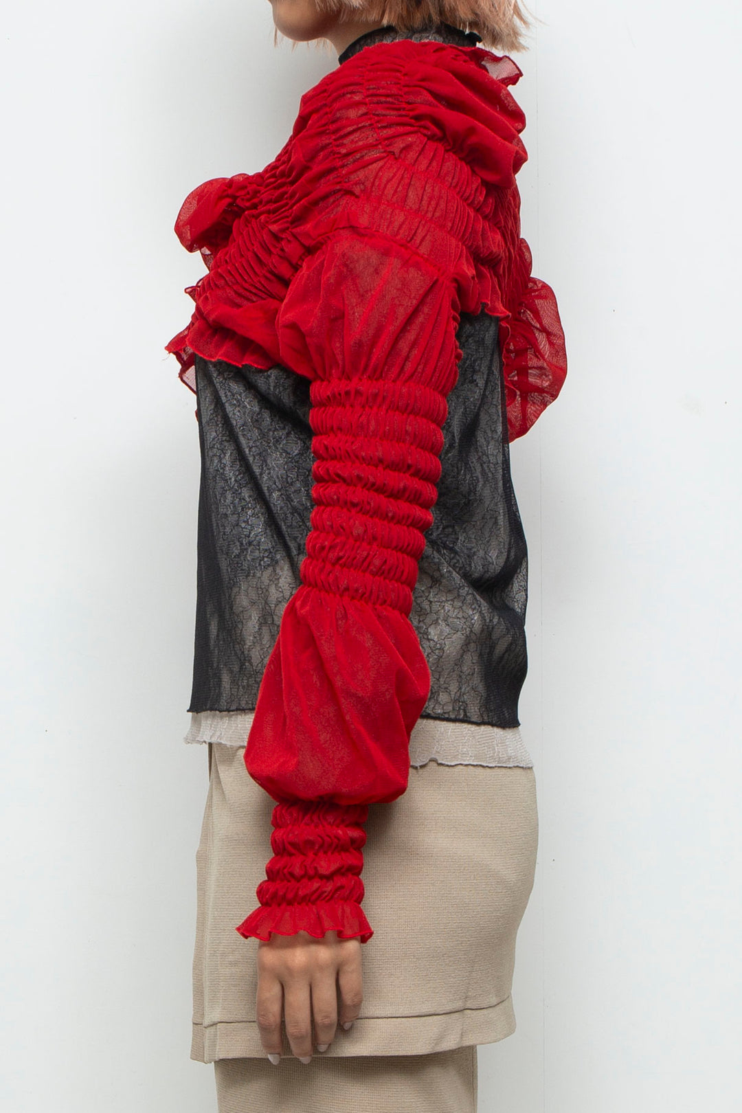 shirring short tops RED