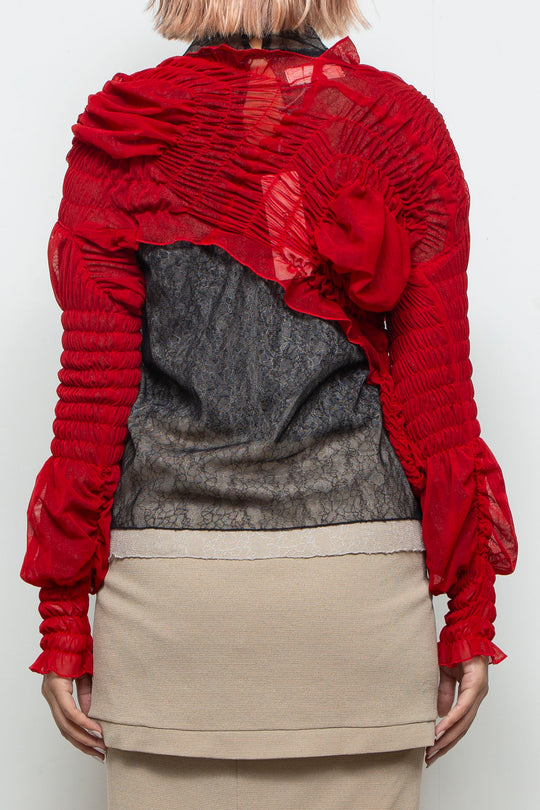 shirring short tops RED