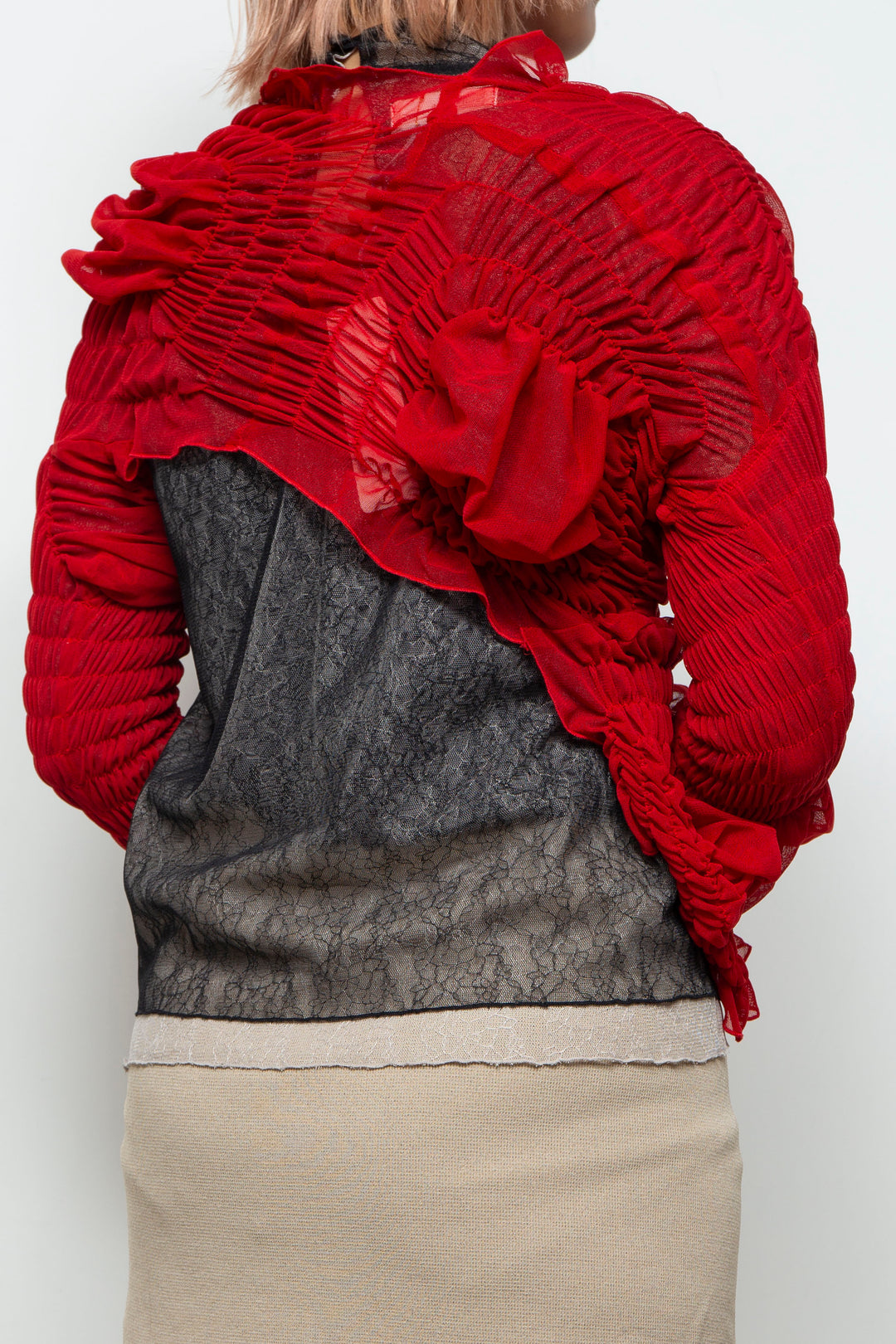 shirring short tops RED