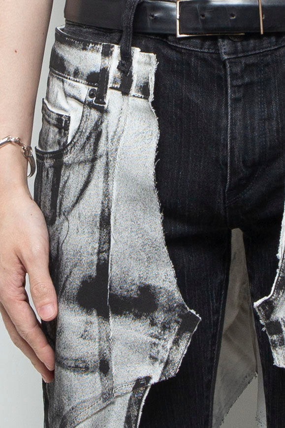 WRAPPED HAND PAINTING FLARE JEANS