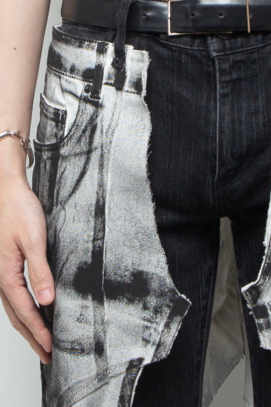 WRAPPED HAND PAINTING FLARE JEANS