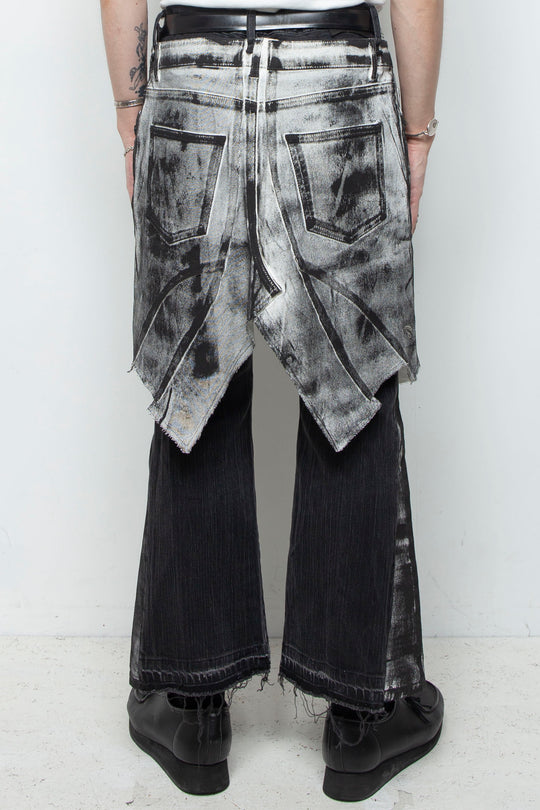 WRAPPED HAND PAINTING FLARE JEANS