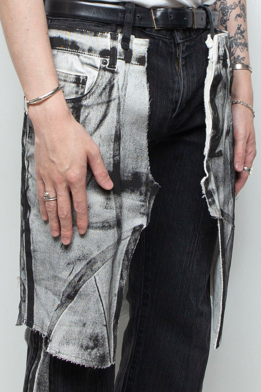 WRAPPED HAND PAINTING FLARE JEANS