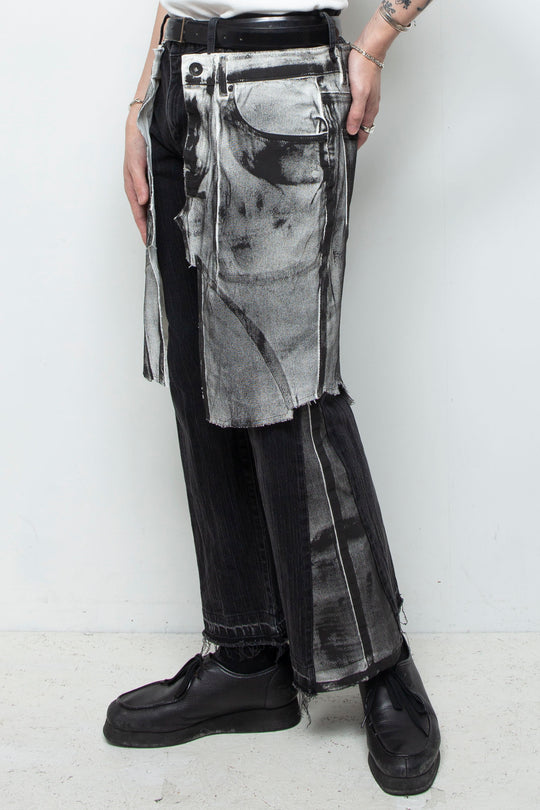 WRAPPED HAND PAINTING FLARE JEANS