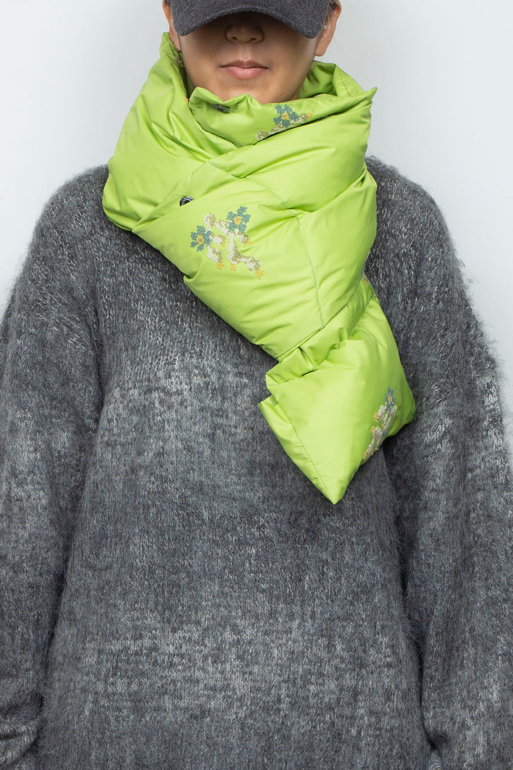 "NOSTALGIA" Multi-Way Down Scarf LIME