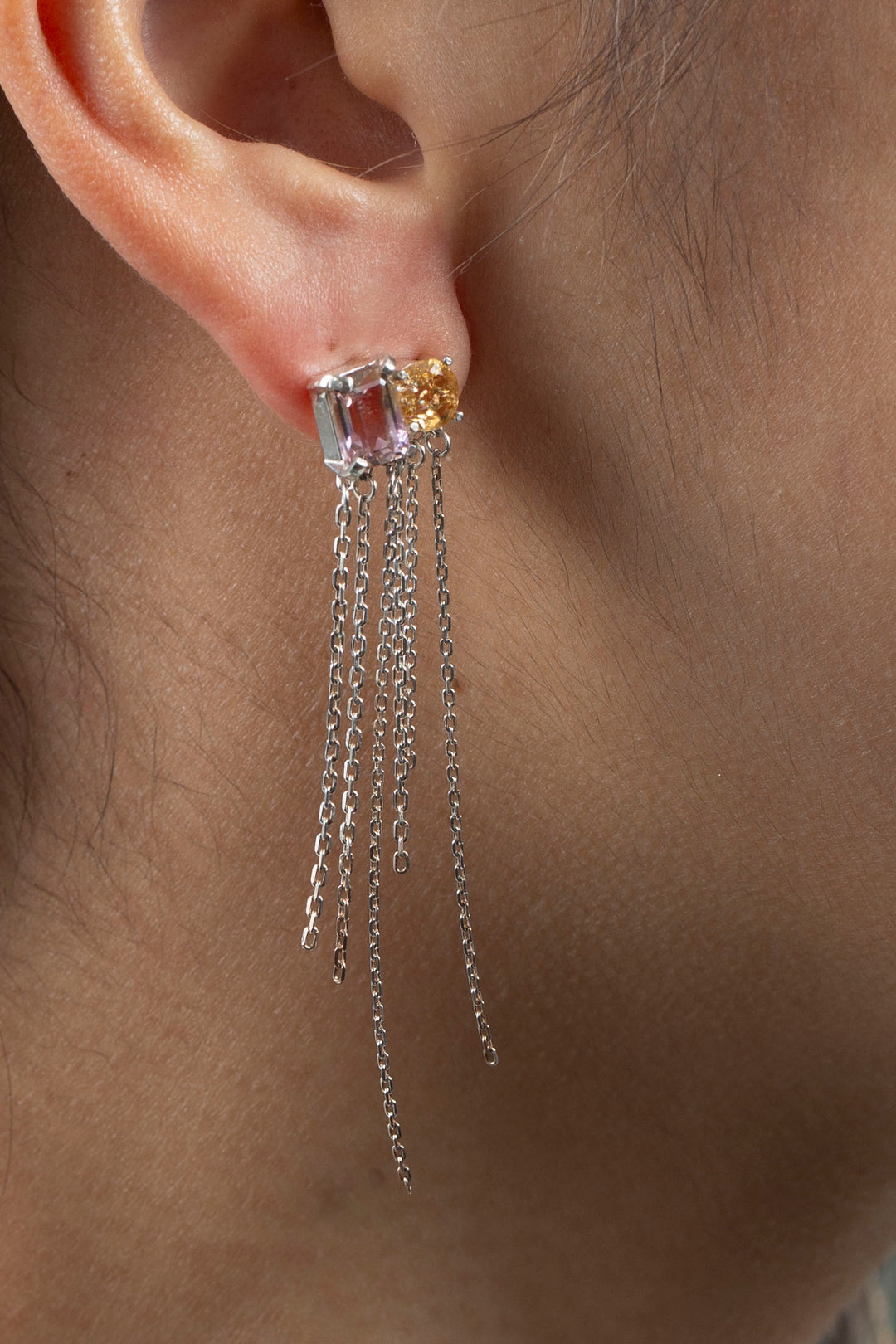 Breaking Chain Earrings (Ametrine, Citrine)