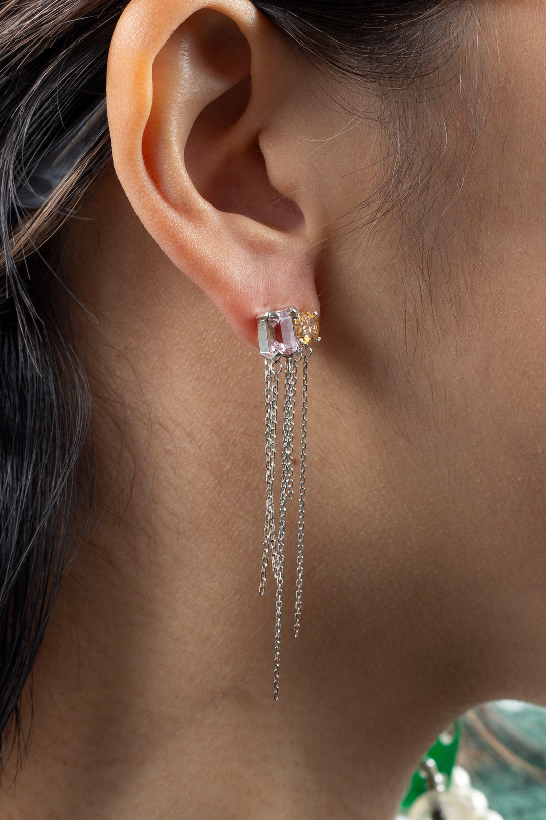 Breaking Chain Earrings (Ametrine, Citrine)