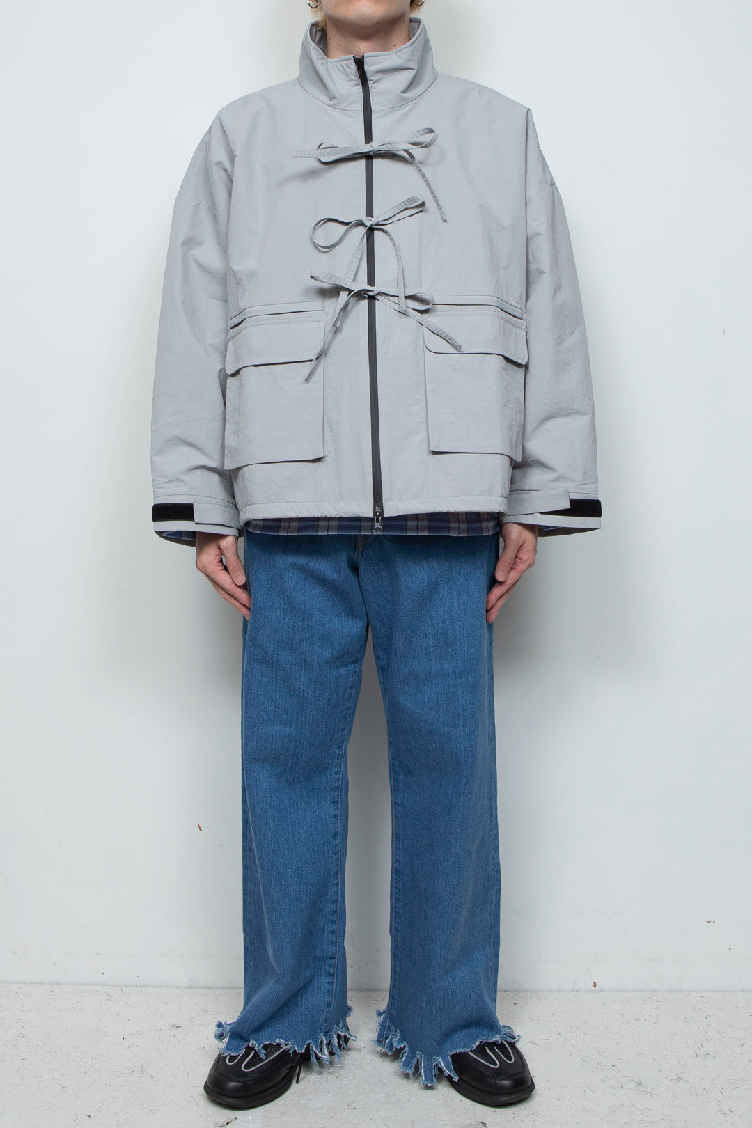 FRONT RIBBON JACKET LIGHT GRAY