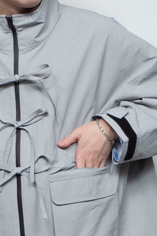 FRONT RIBBON JACKET LIGHT GRAY