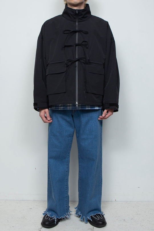 FRONT RIBBON JACKET LIGHT BLACK