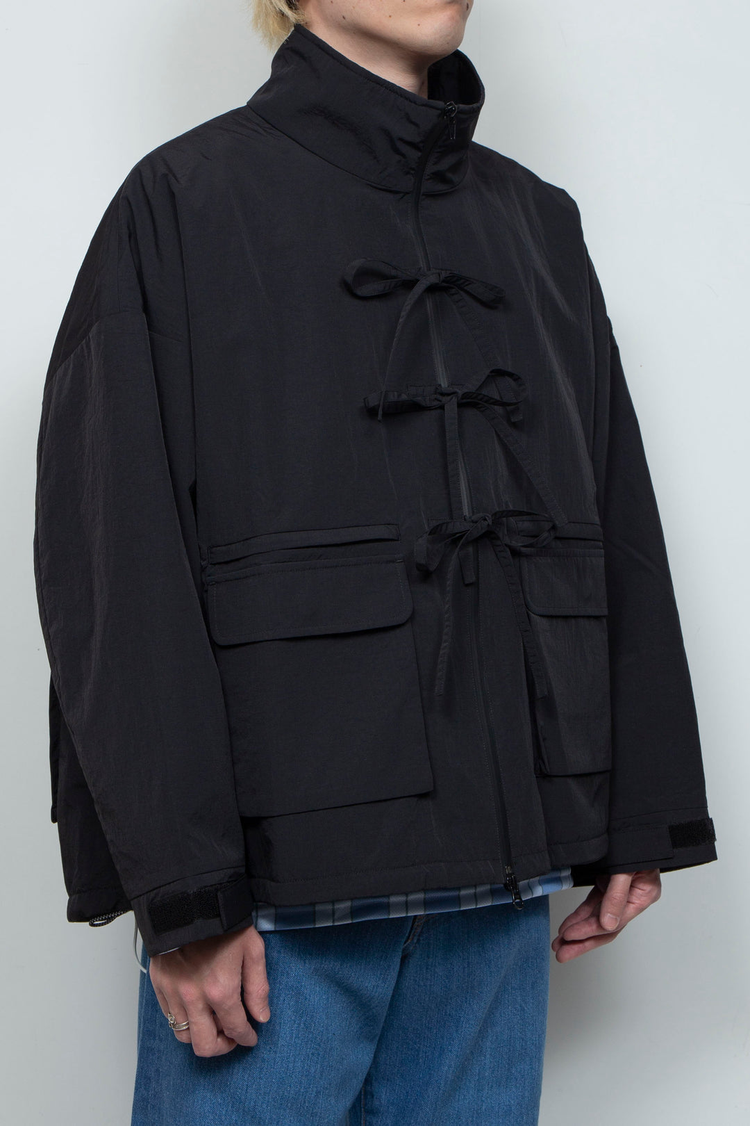 FRONT RIBBON JACKET LIGHT BLACK