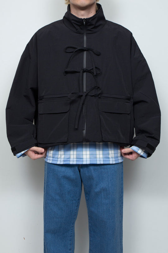 FRONT RIBBON JACKET LIGHT BLACK