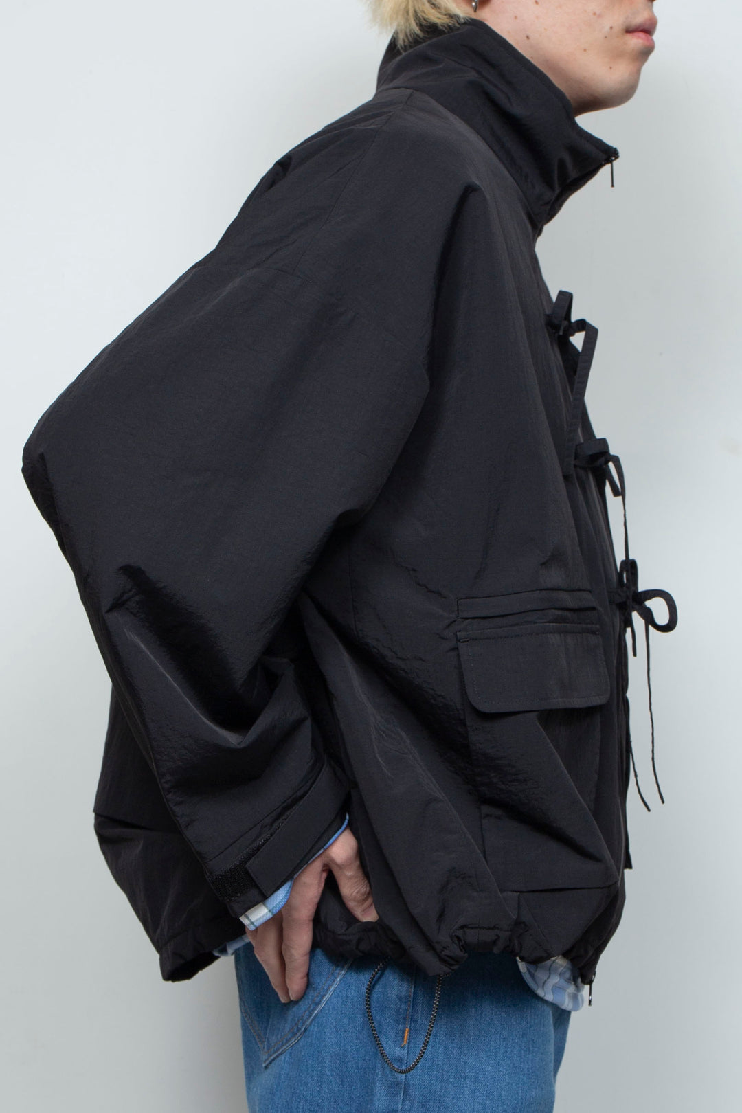 FRONT RIBBON JACKET LIGHT BLACK