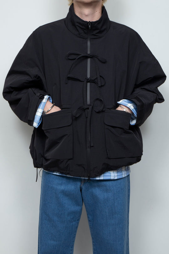 FRONT RIBBON JACKET LIGHT BLACK