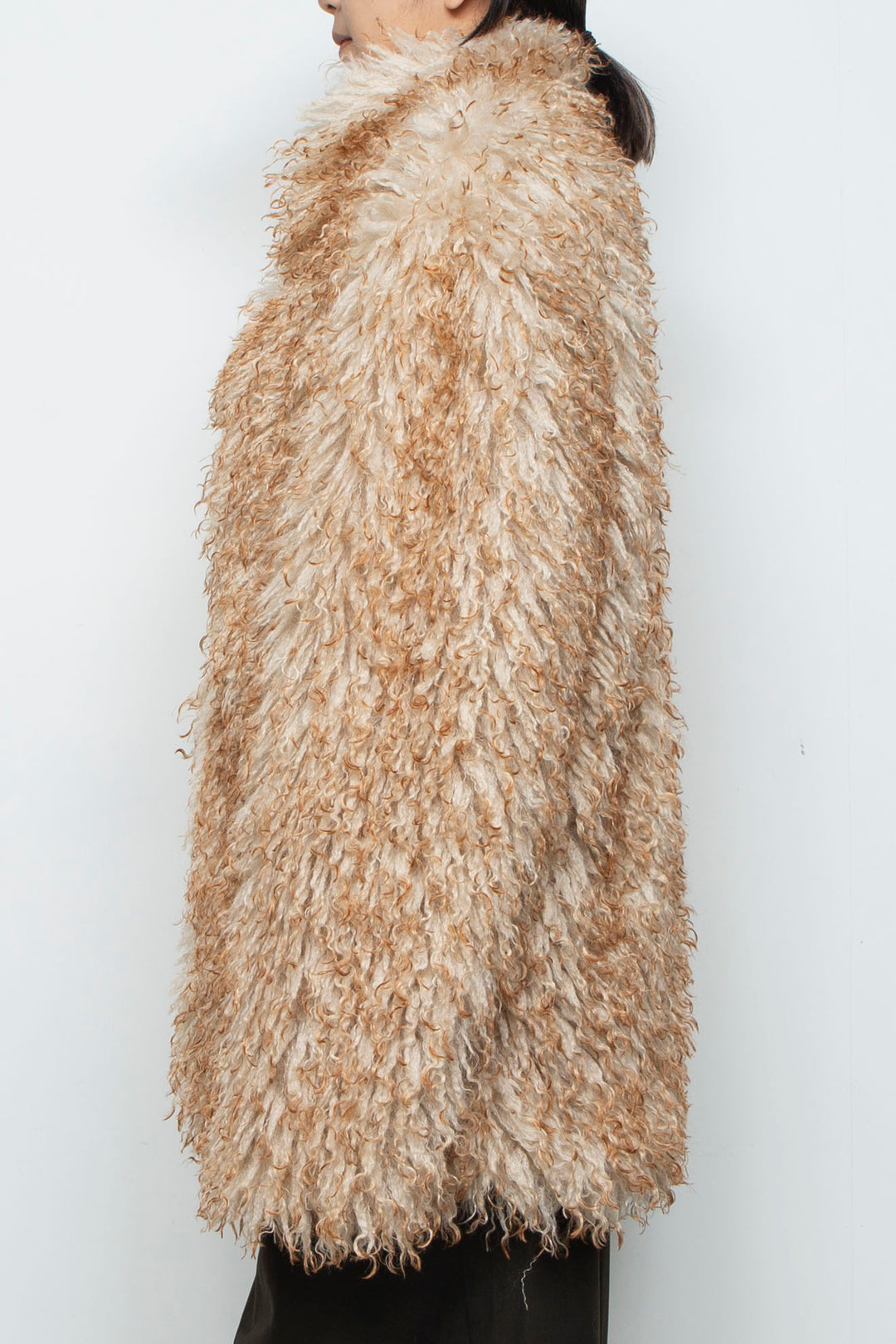 Gradient long fur faux fur coat