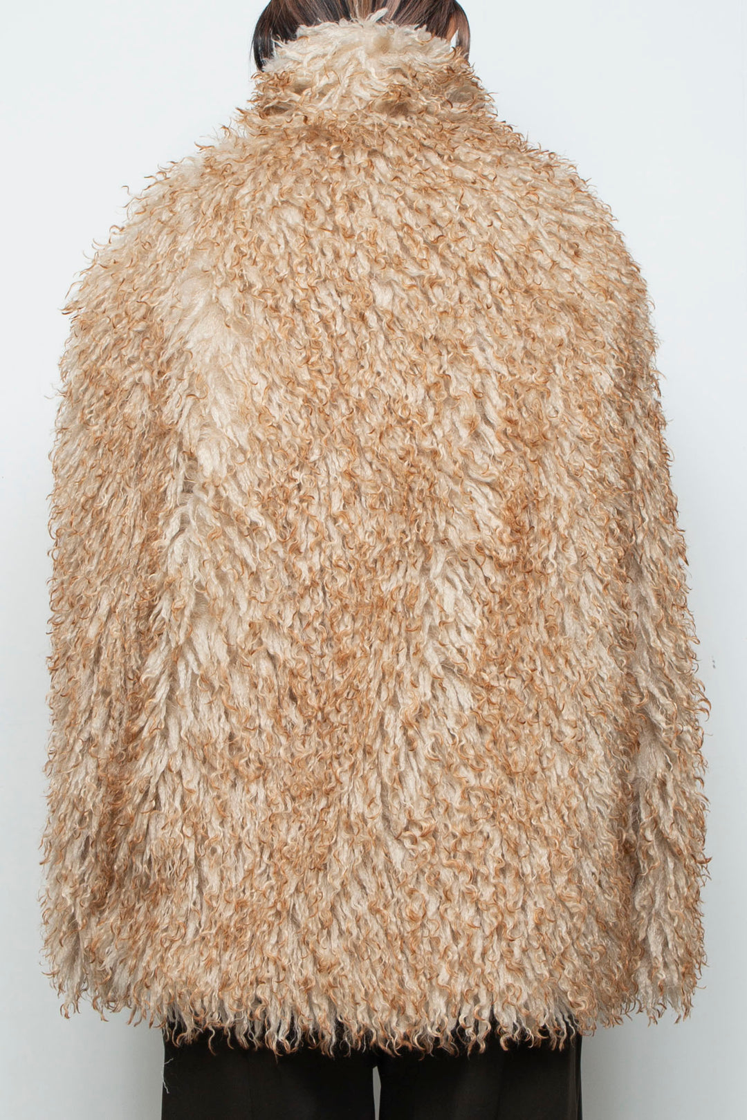 Gradient long fur faux fur coat