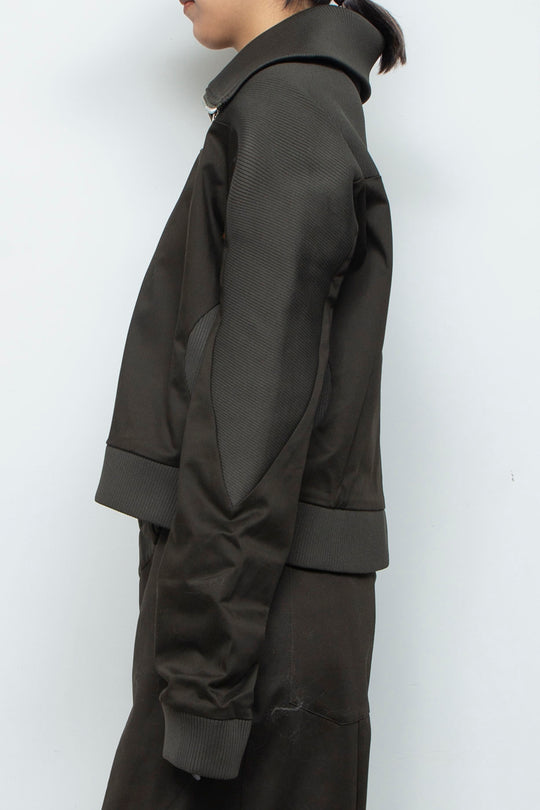 Threaded splicing large lapel zipper jacket