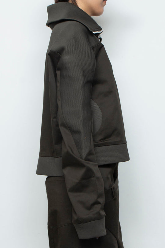 Threaded splicing large lapel zipper jacket