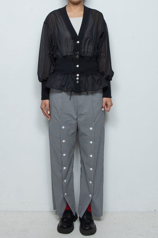 Sheer Peplum Cardigan Black