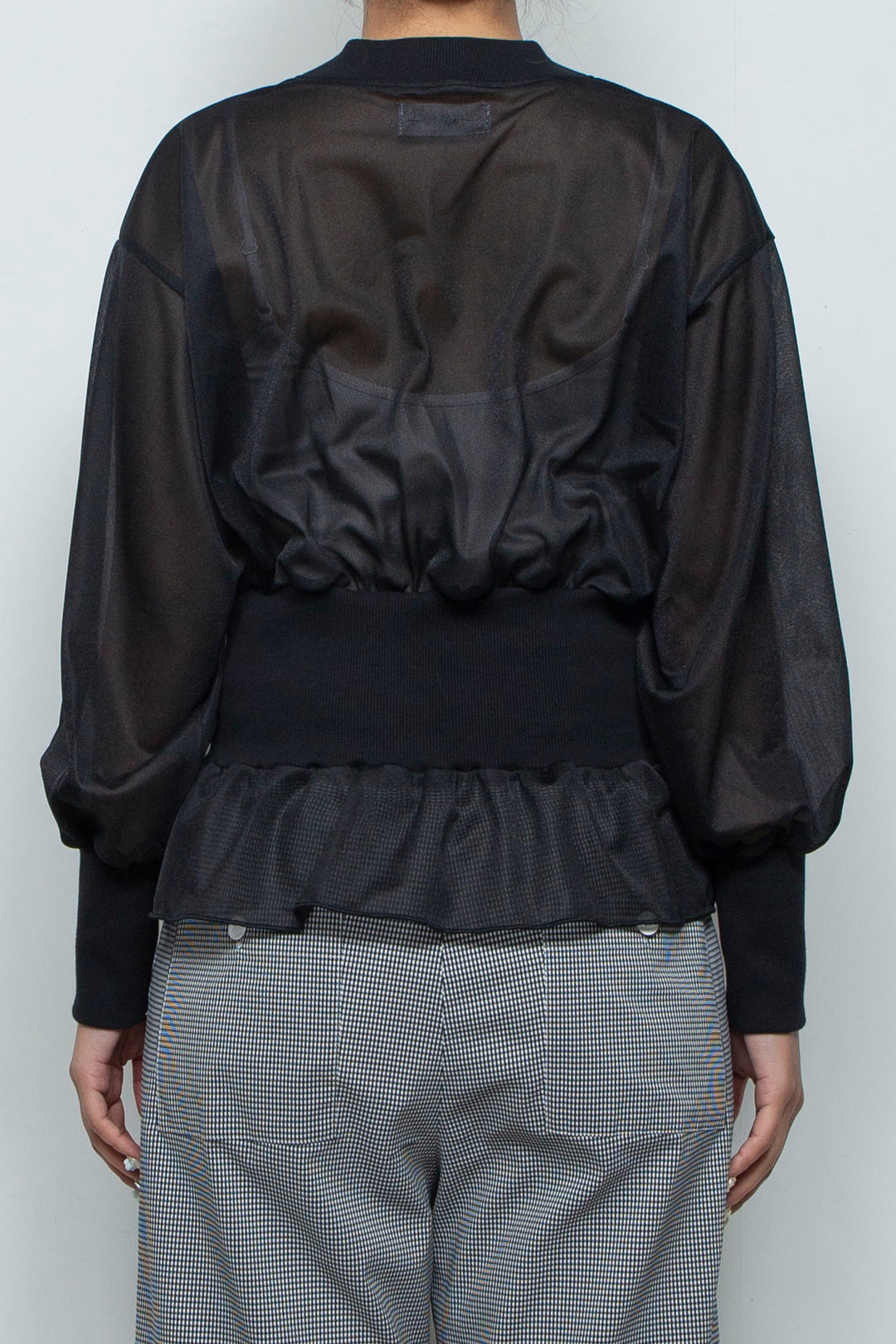 Sheer Peplum Cardigan Black