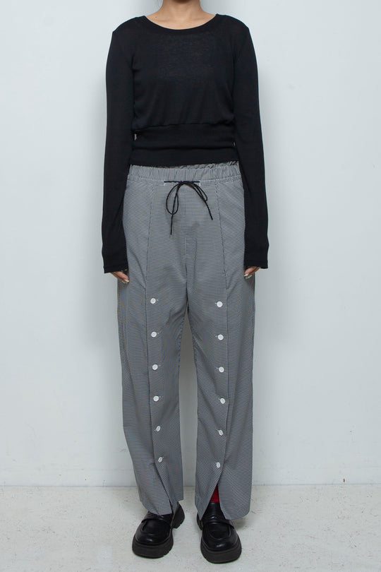 Waist Mark Sheer knit Top Black