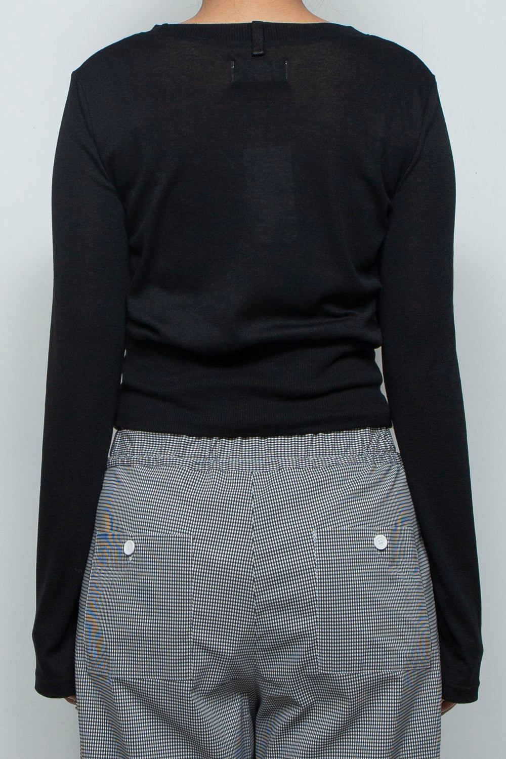 Waist Mark Sheer knit Top Black