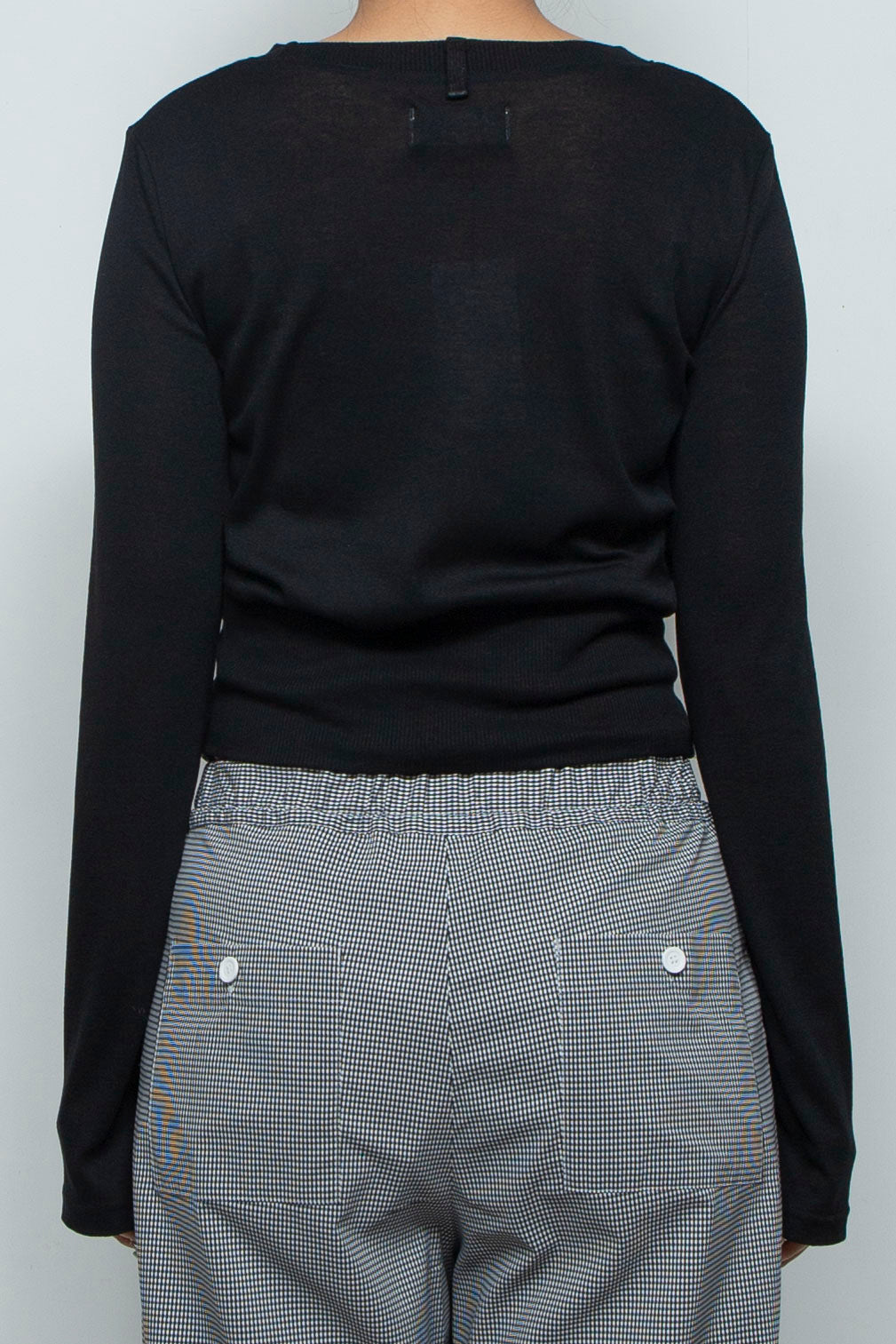 Waist Mark Sheer knit Top Black