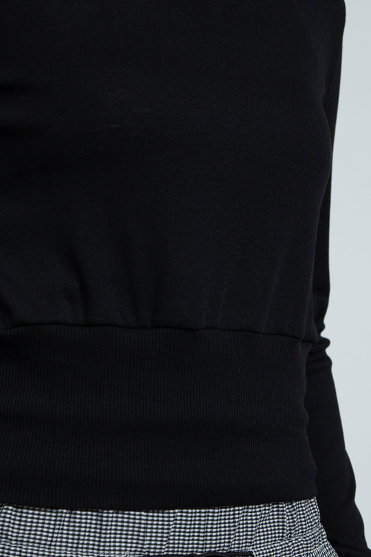 Waist Mark Sheer knit Top Black