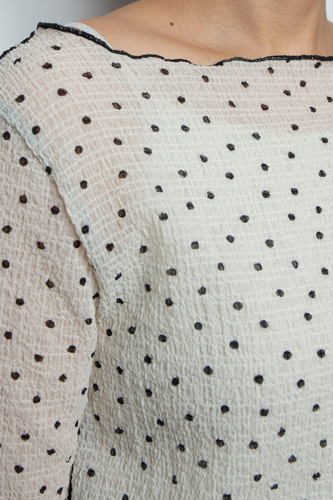 2way Bicolor Long Sleeve Boat Neck Top White/Black