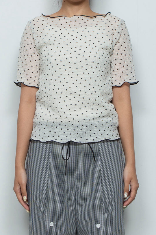 2way Bicolor Short Sleeve Boat Neck Top White/Black