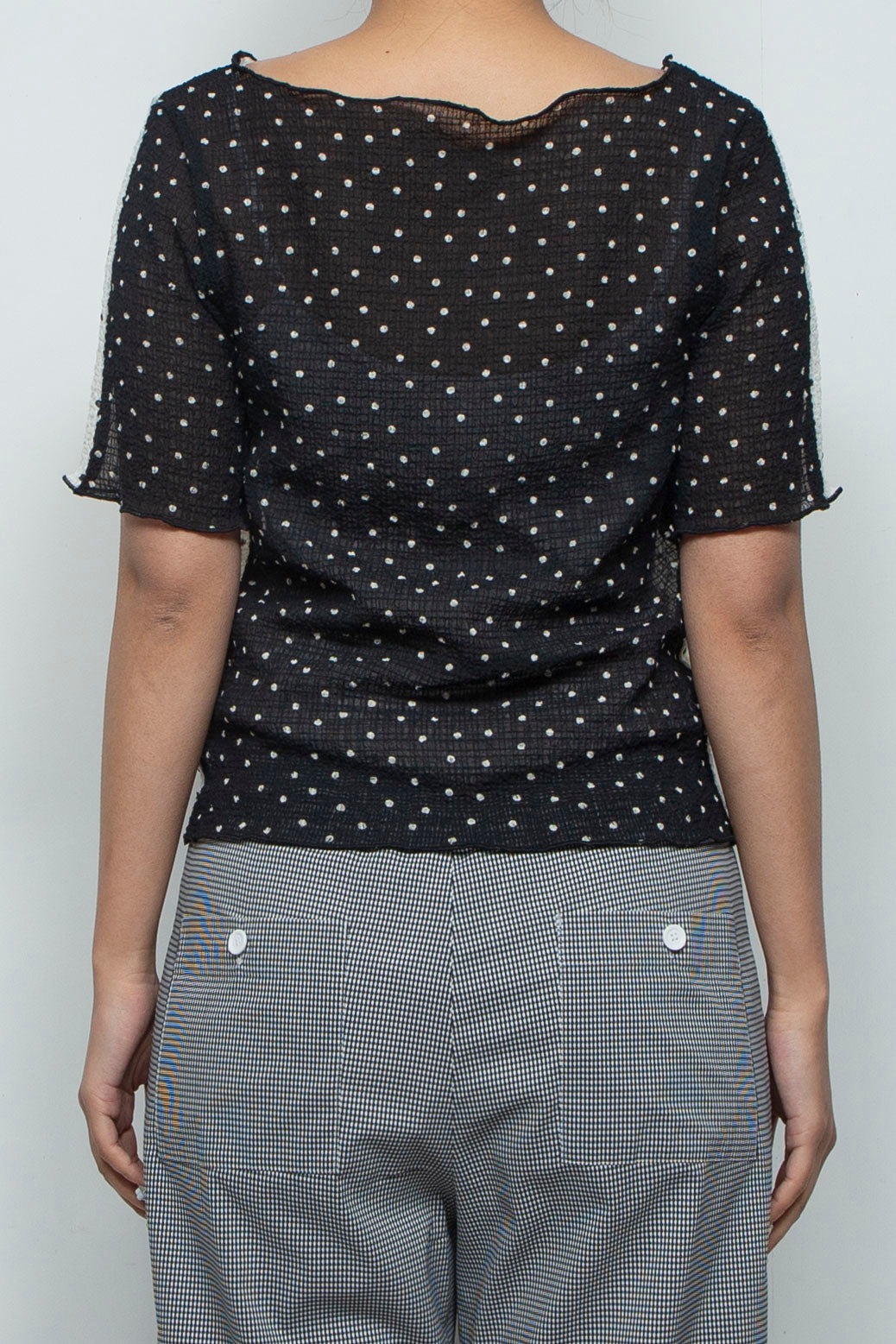 2way Bicolor Short Sleeve Boat Neck Top White/Black