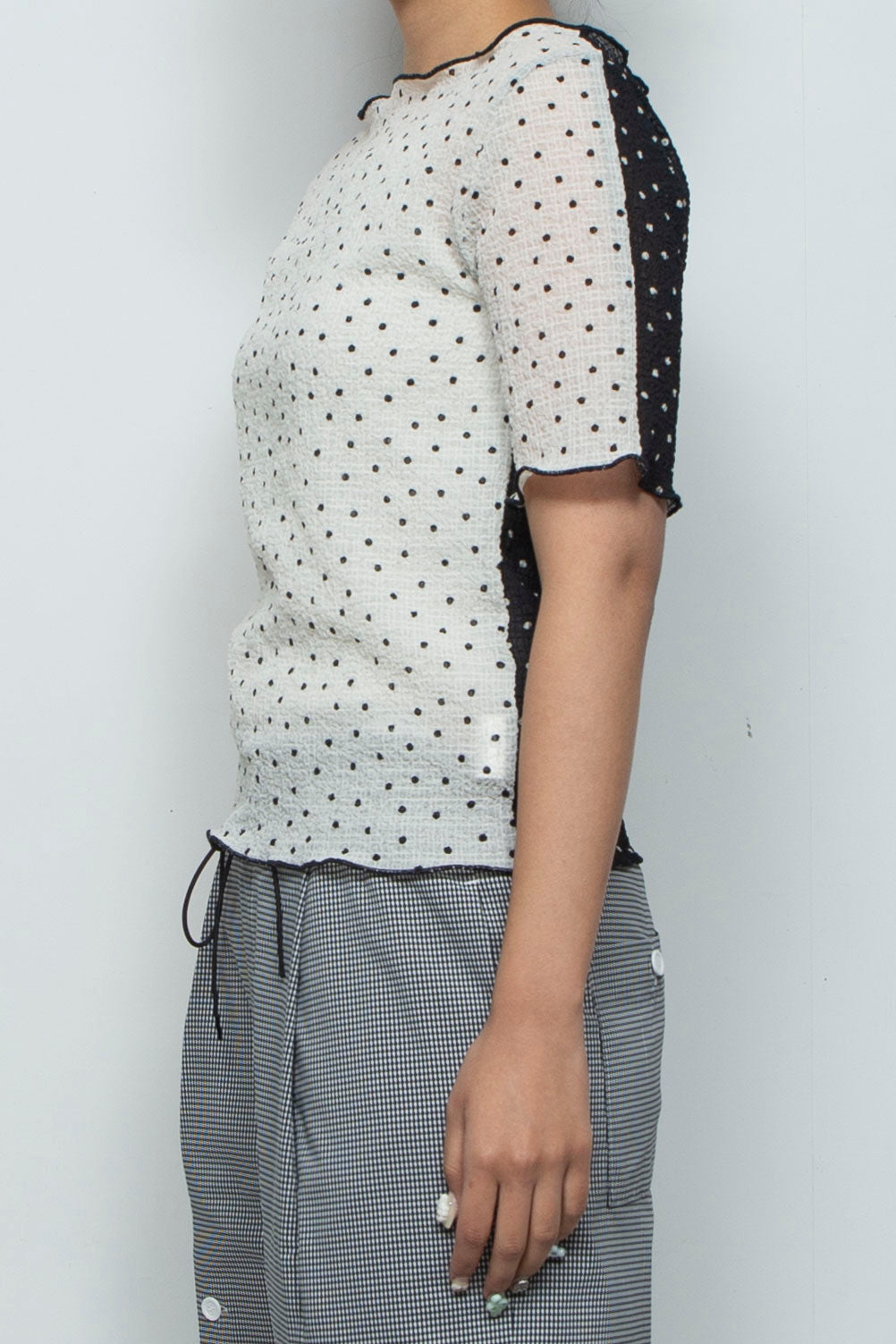 2way Bicolor Short Sleeve Boat Neck Top White/Black