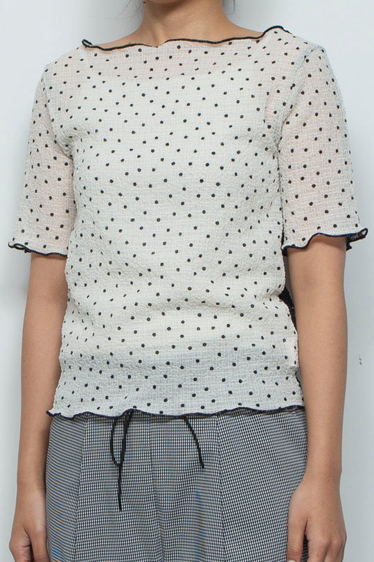 2way Bicolor Short Sleeve Boat Neck Top White/Black