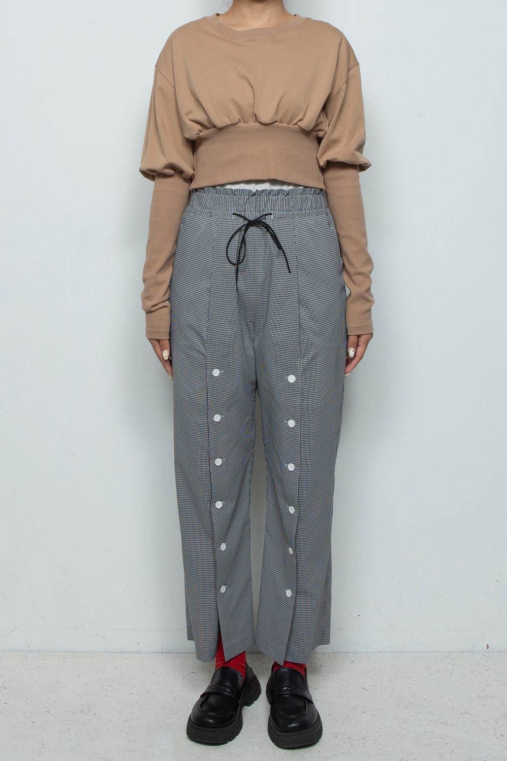 Balloon Short Rib Tops Beige