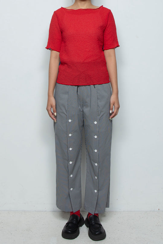 2way Bicolor Short Sleeve Boat Neck Top Red/Blue