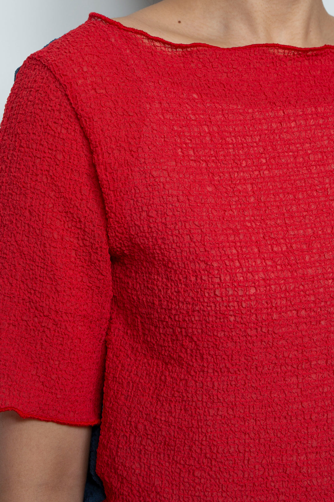 2way Bicolor Short Sleeve Boat Neck Top Red/Blue