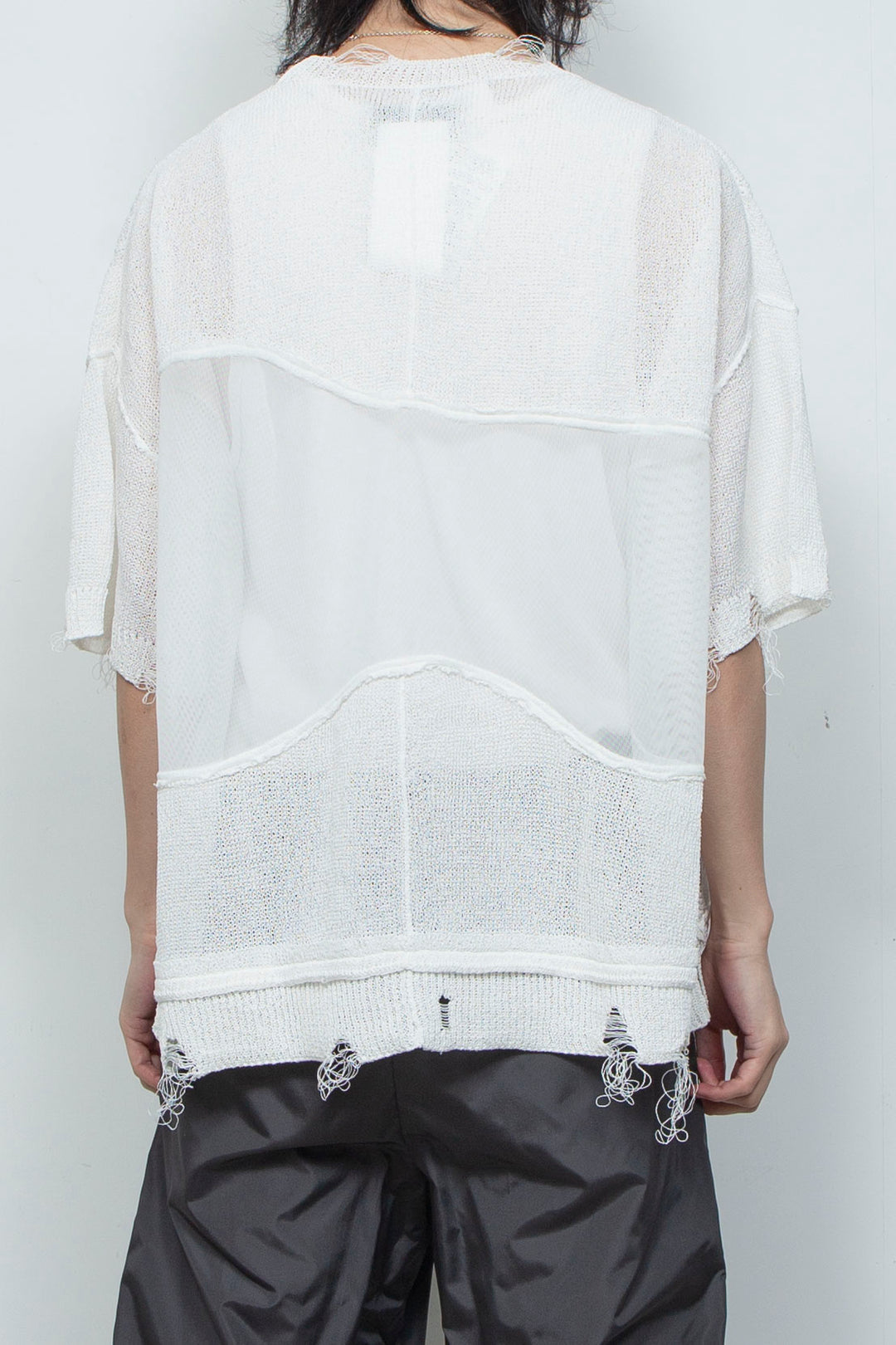 アバセルペーパーヤーンリバースクラッシュドセーター OFF WHITE