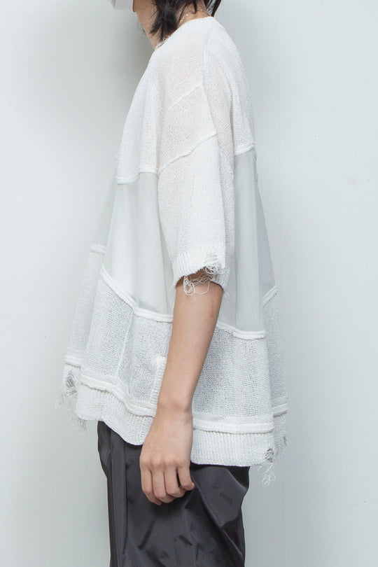 アバセルペーパーヤーンリバースクラッシュドセーター OFF WHITE