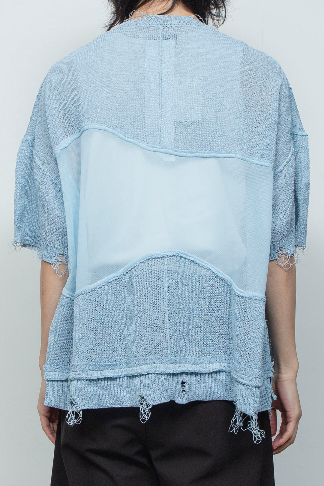 アバセルペーパーヤーンリバースクラッシュドセーター PALE BLUE