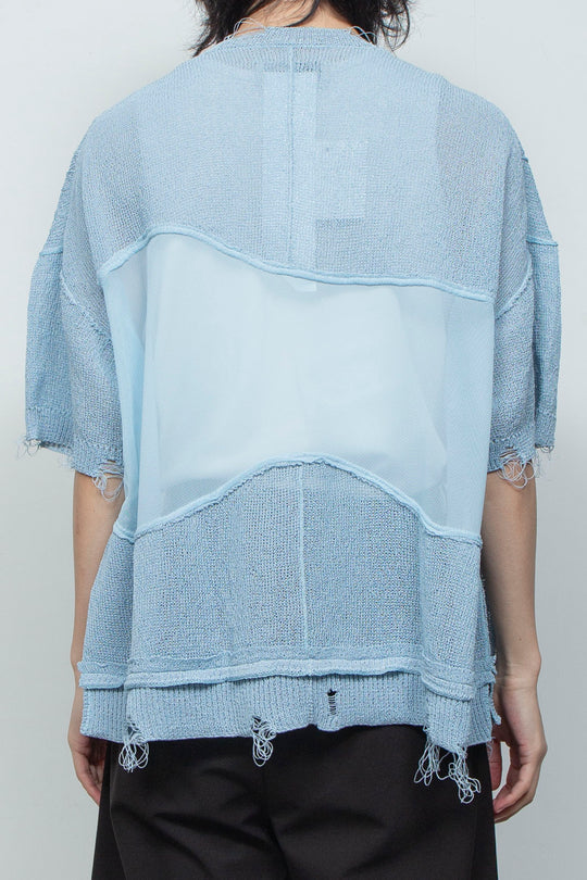 アバセルペーパーヤーンリバースクラッシュドセーター PALE BLUE