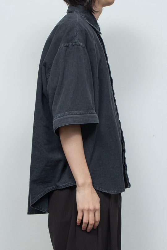 7.5ozデニム デタッチャブルスリーブシャツ BLACK WASHED